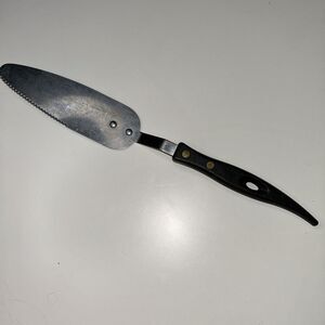 Vintage Stainless Steel Serving Pie Cake Server Black wooden handle